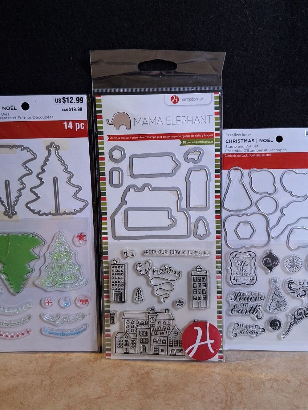 Recollections Christmas Clear Stamps And Dies Hampton Art Lot/3 Deer Snow Tree